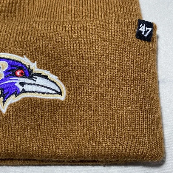 Men’s Baltimore Ravens Carhartt Brown NFL Beanie.  Adult One Size - Picture 3 of 8